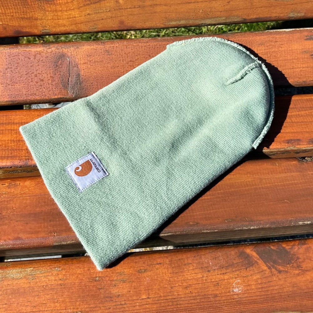Carhartt Beanie Logo Hat A18 Light Green Knit Workwear Gorpcore Unisex OS - Picture 7 of 8